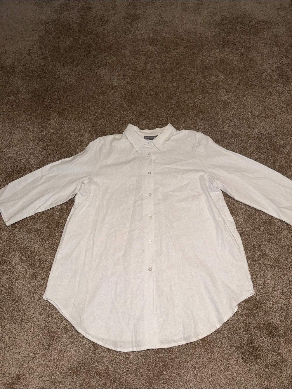Jessica London White Linen Blend Button-Front Tunic - 14W. HH